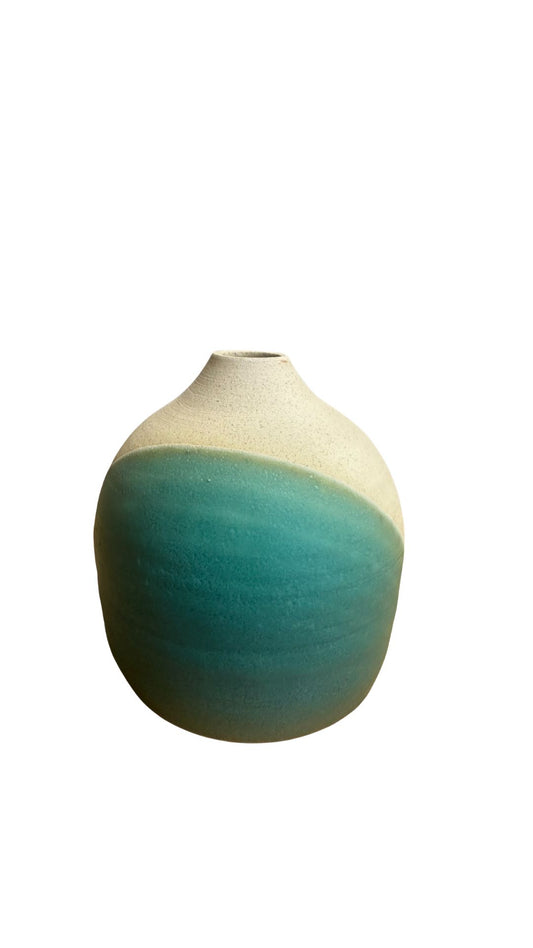 Susan Gregory Turquoise and Cream Vase - Small