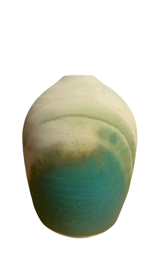 Susan Gregory Turquoise and Cream Vase - Medium