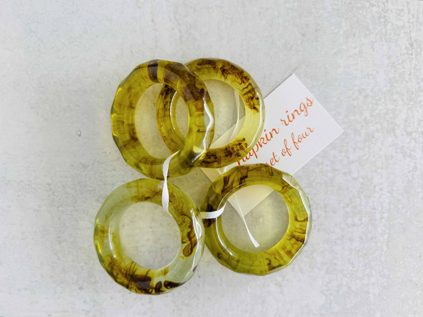 Napkin Rings, set of four- Elements: Moss