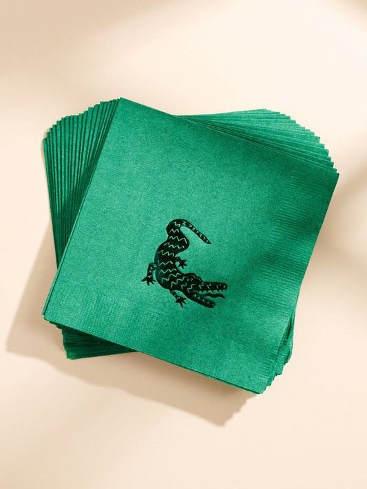 Green Alligator Cocktail Paper Beverage Napkins - Set of 20