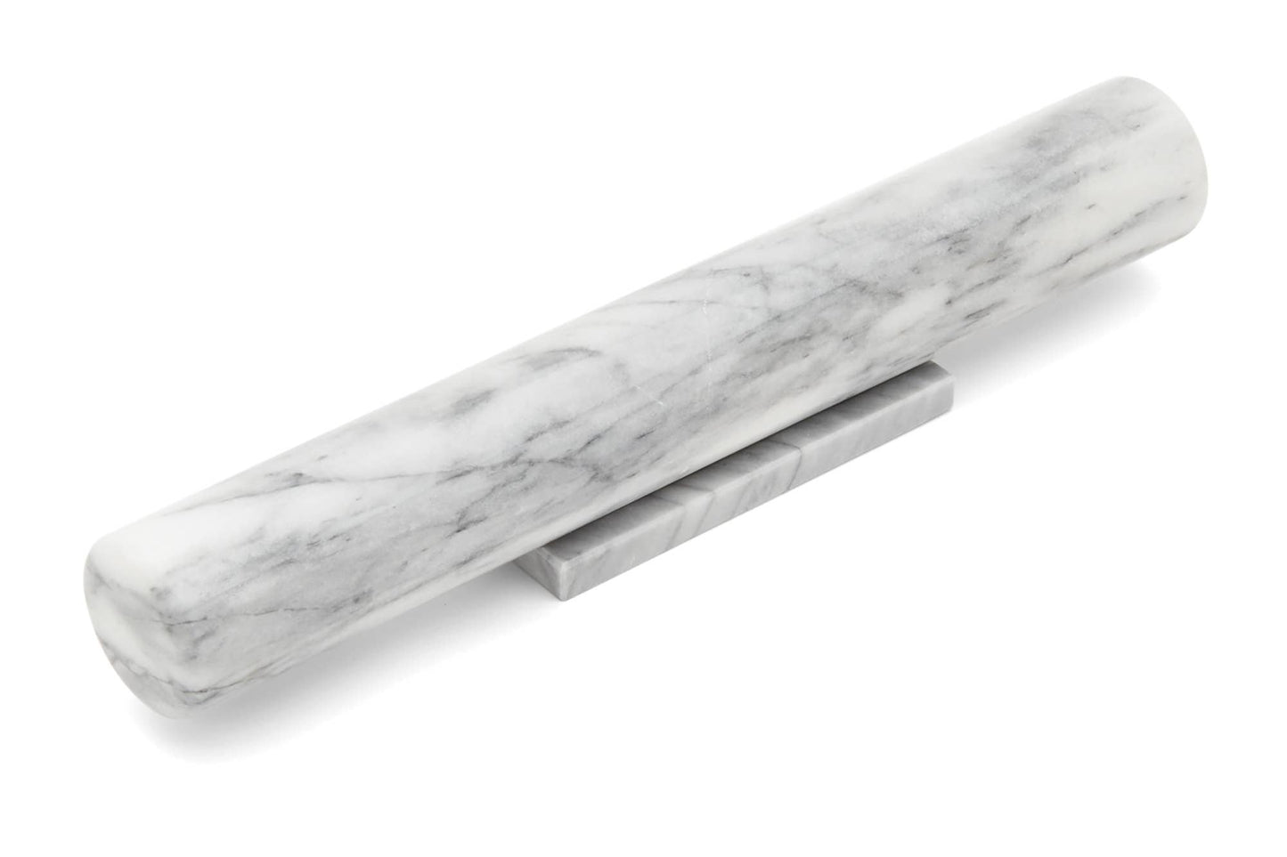 Marble French Rolling Pin with Base, White, 11"