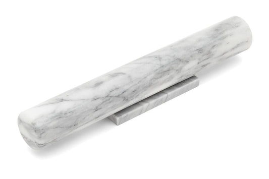 Marble French Rolling Pin with Base, White, 11"