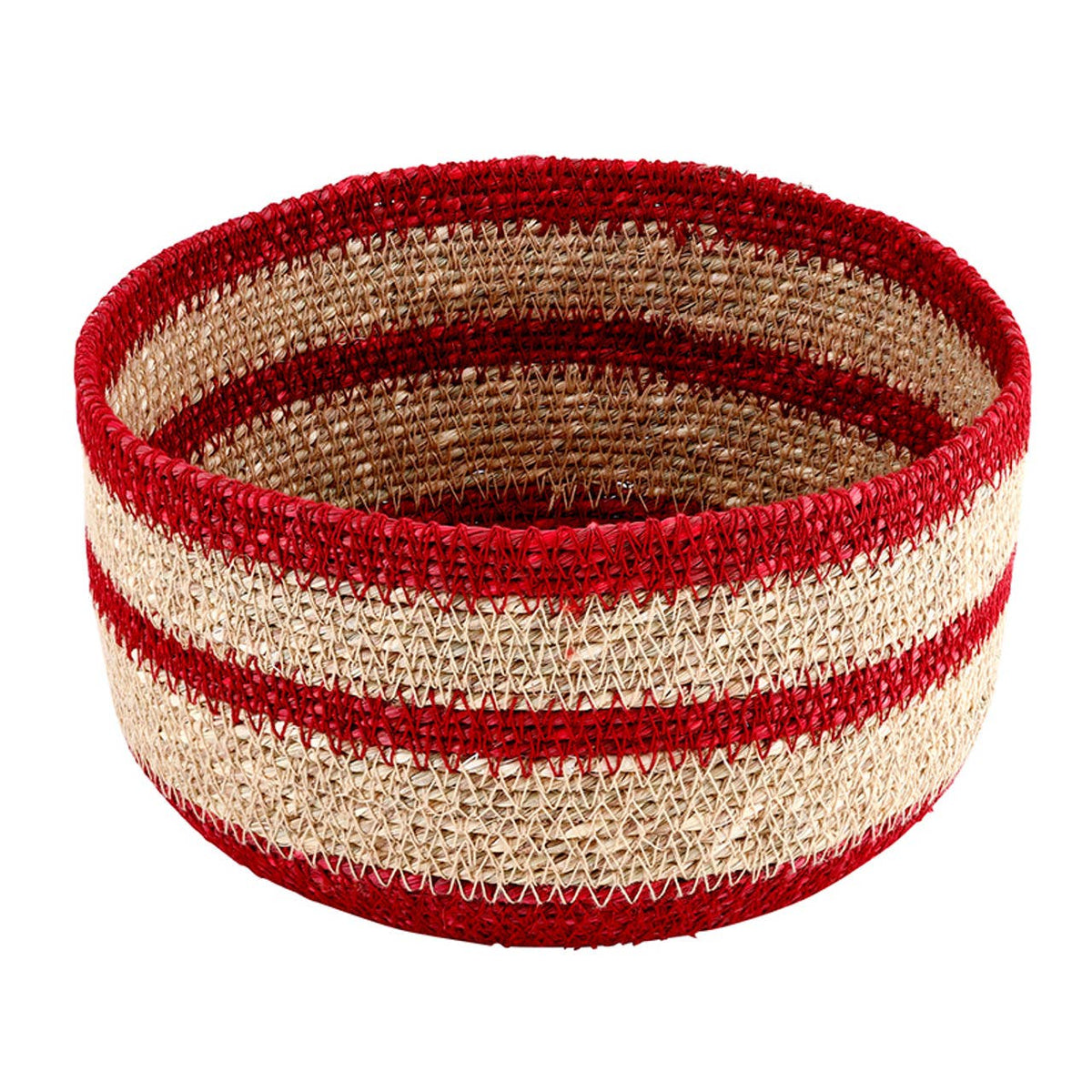 Red Rim Seagrass Basket - Set of 2: Seagrass