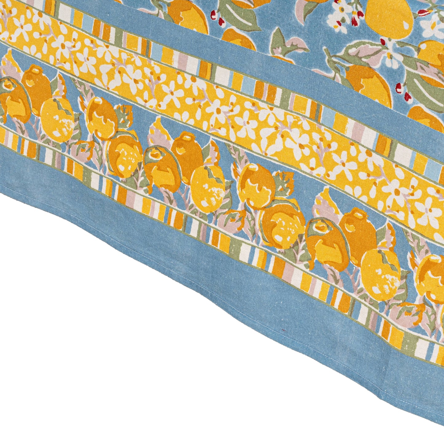 French Tablecloth Citron Bleu & Yellow: 71" x 106"