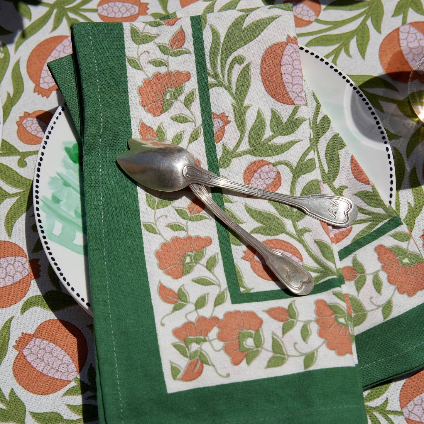 Grenadine Orange & Green Napkins 19x19 - Set of 6