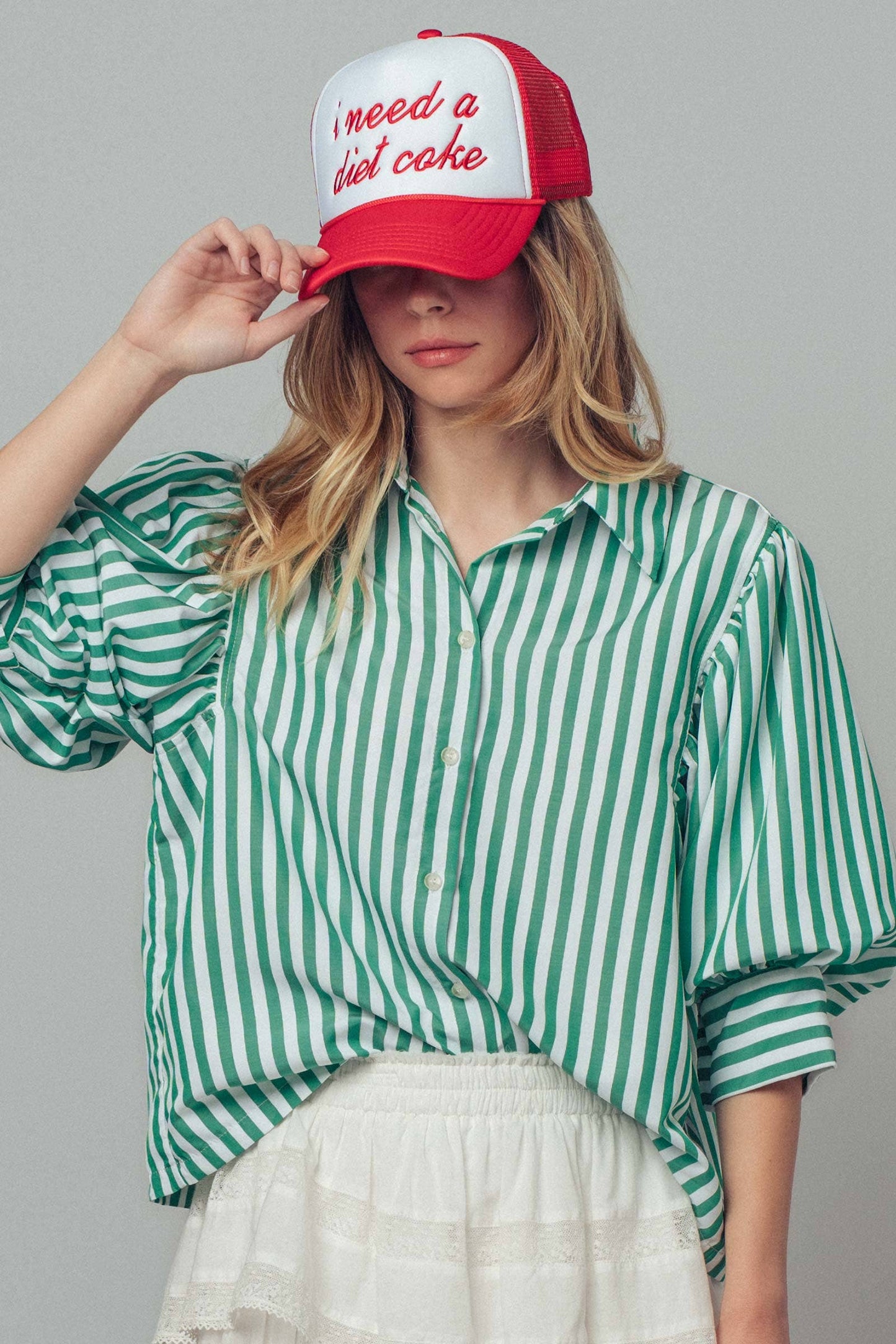 Drop Waist Blouse: WHITE STRIPE