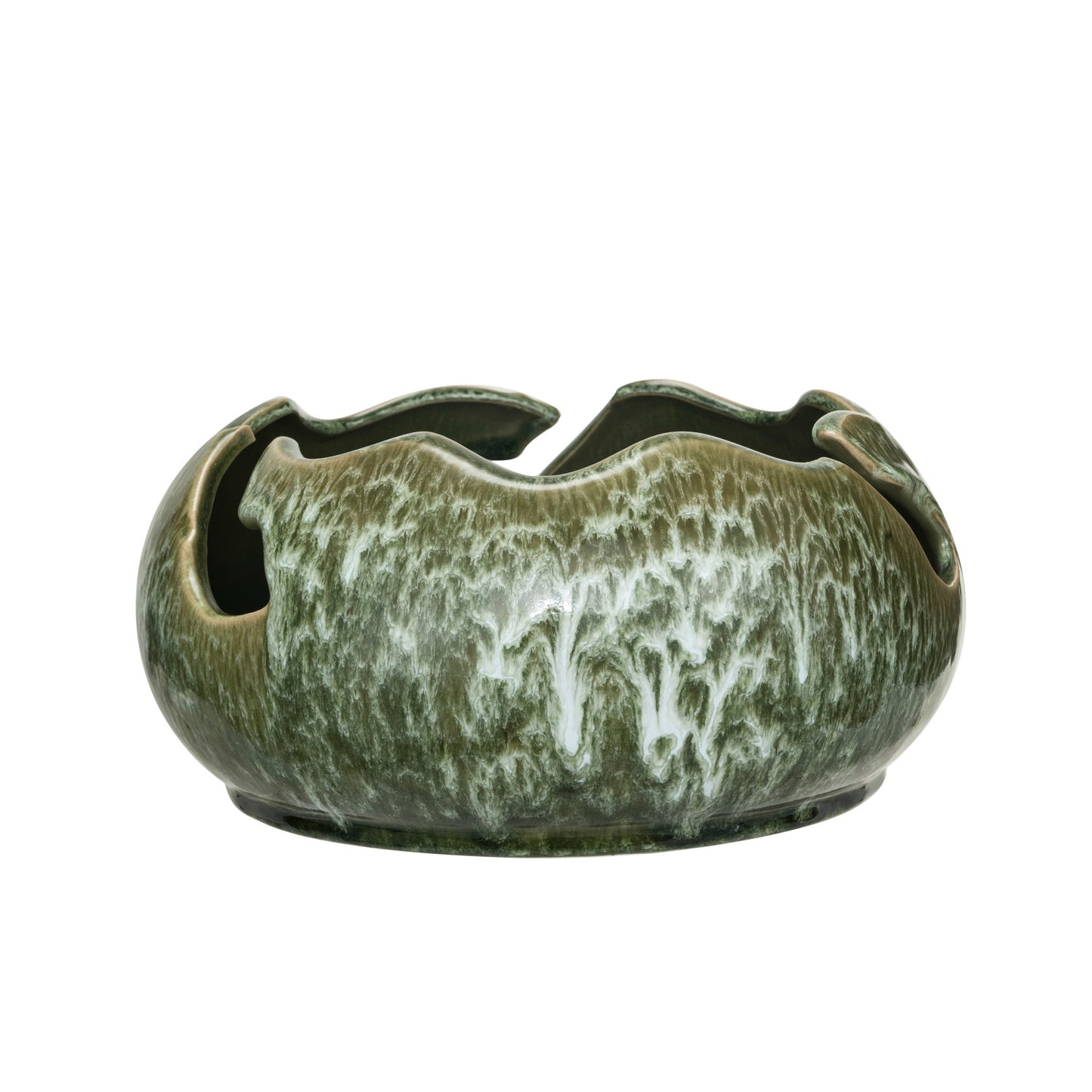 Green Stoneware Organic Shaped Bowl