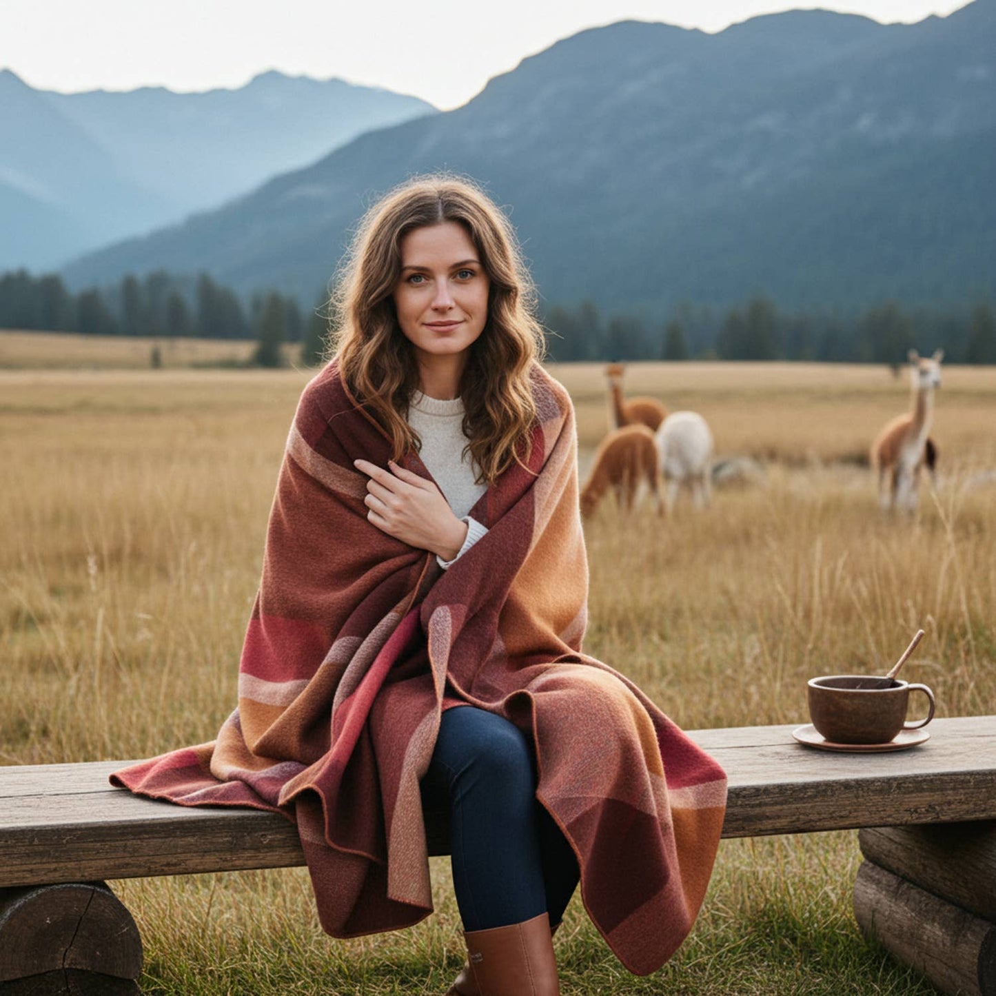 NEW! Alpaca Throw Blanket - Amber: Throw     (45x70)