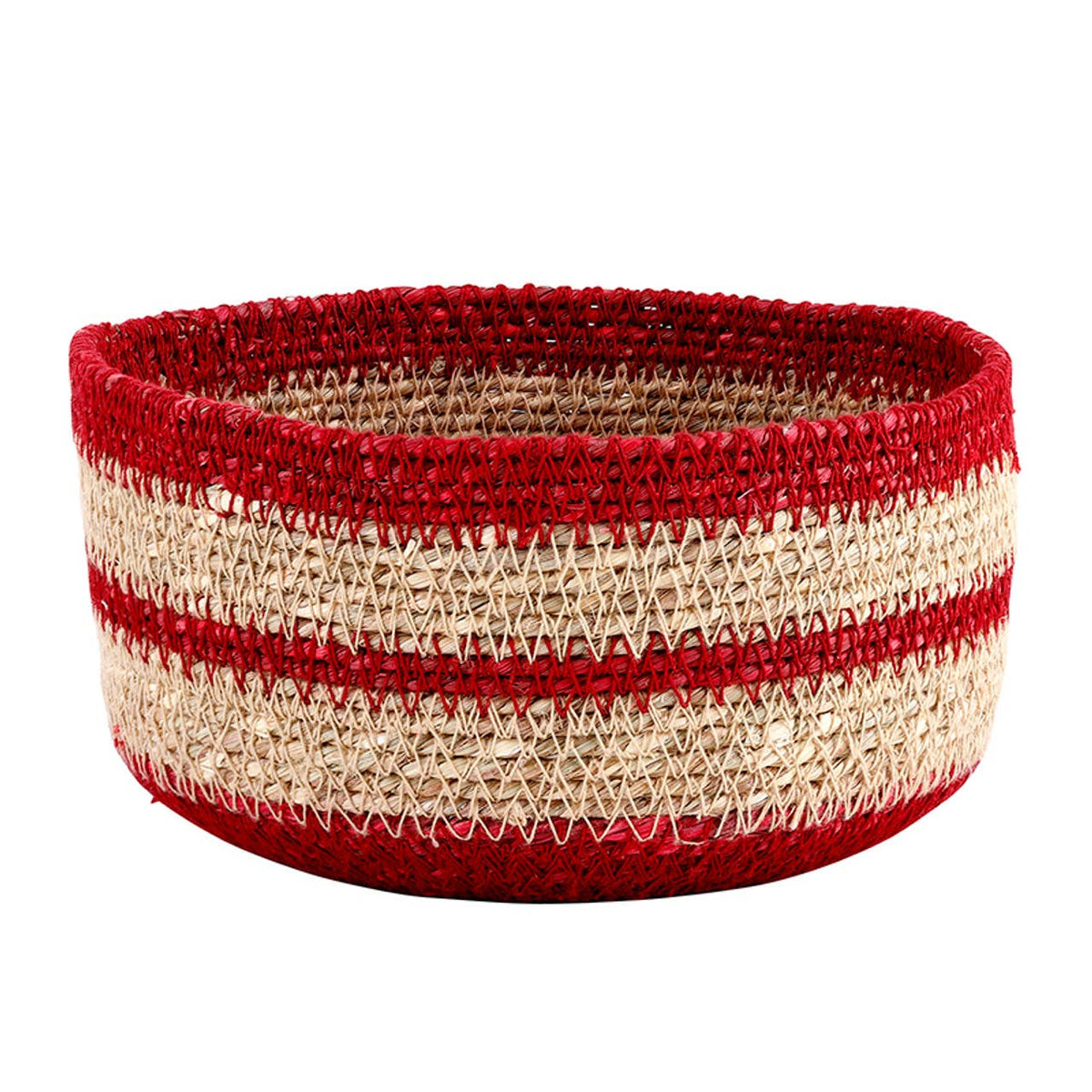 Red Rim Seagrass Basket - Set of 2: Seagrass