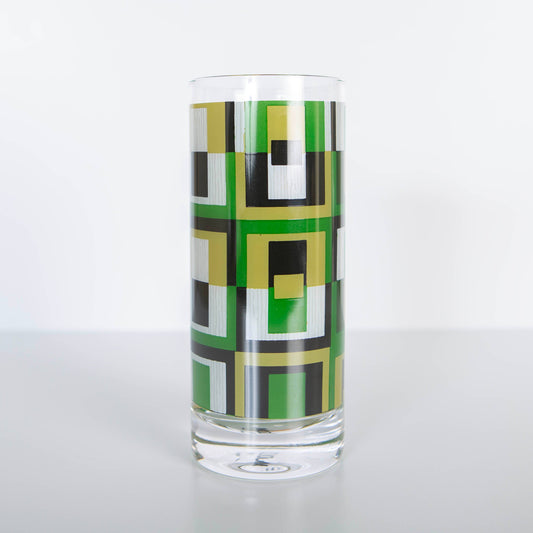 Green Square Vintage Inspired Highball Cocktail Glass Pair of 2