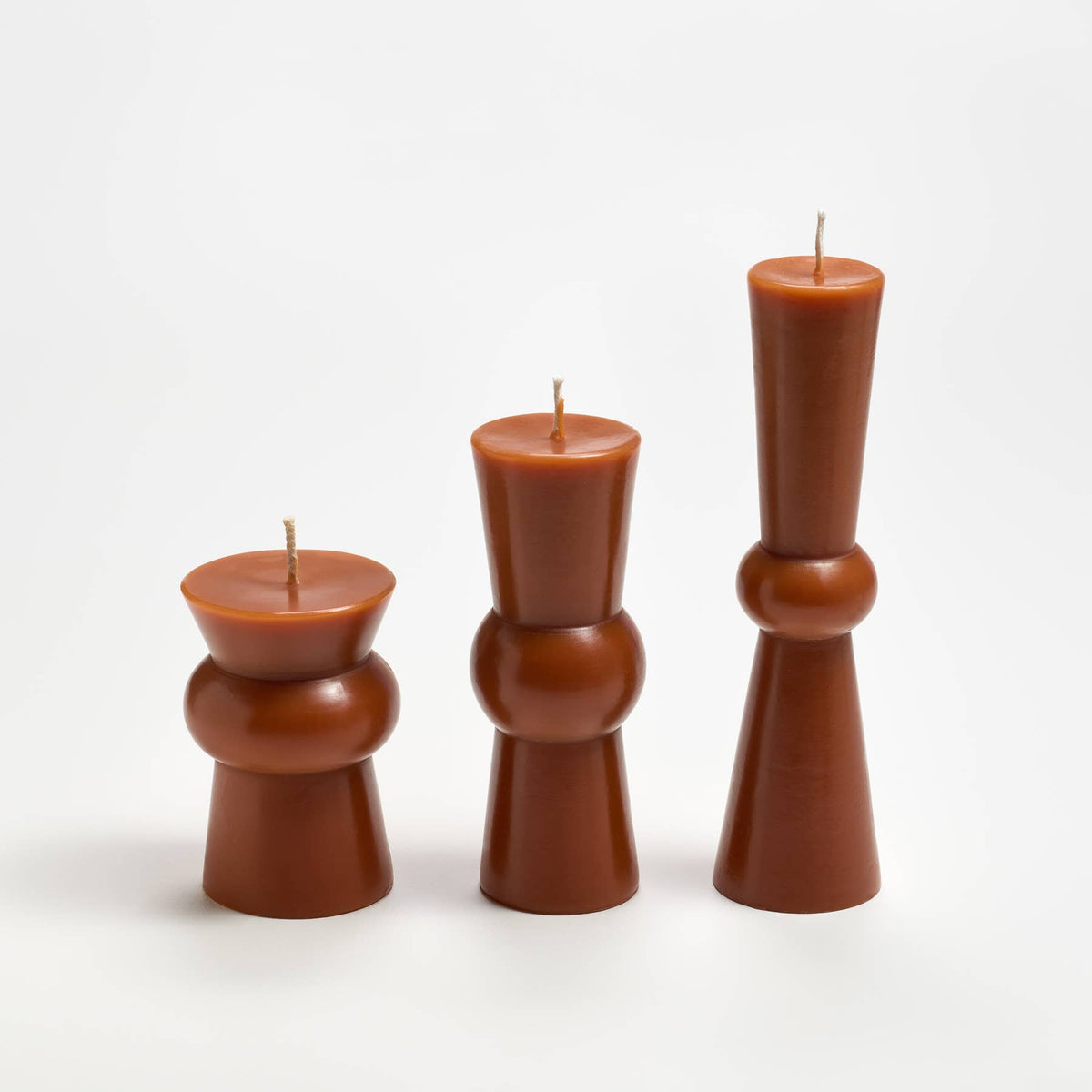 Josee Pillars Handmade Beeswax Sculptural Candles: Antique / Squat