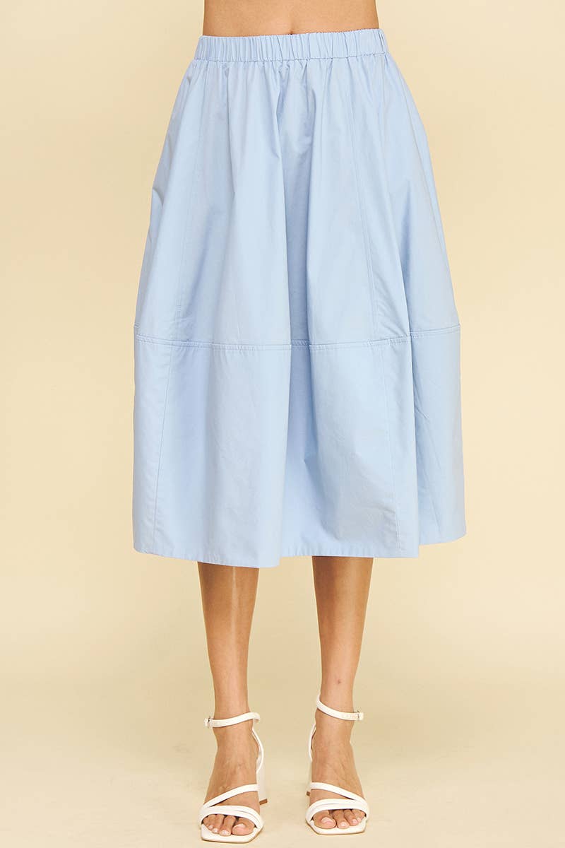 PLEATED POPLIN MIDI SKIRT - 6575S: KHAKI / M