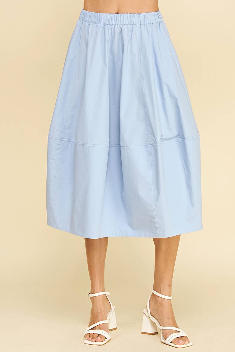 PLEATED POPLIN MIDI SKIRT - 6575S: KHAKI / M
