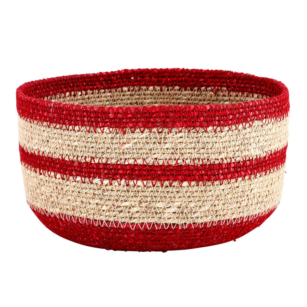 Red Rim Seagrass Basket - Set of 2: Seagrass