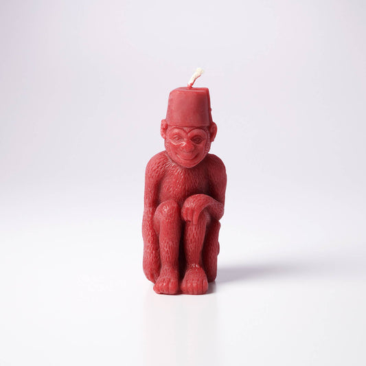 Monkey with a Fez Handmade Beeswax Sculptural Animal Candle: Bittersweet