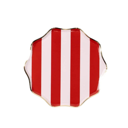 Red Holiday Stripes Dessert Plates