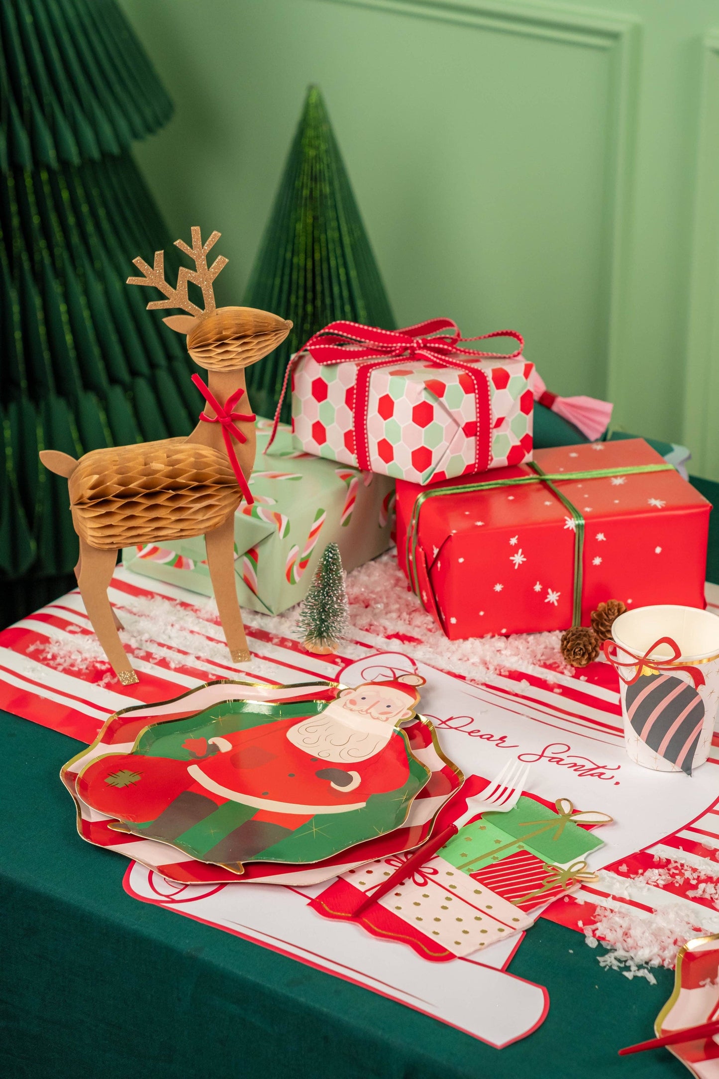 Red Holiday Stripes Dinner Plates