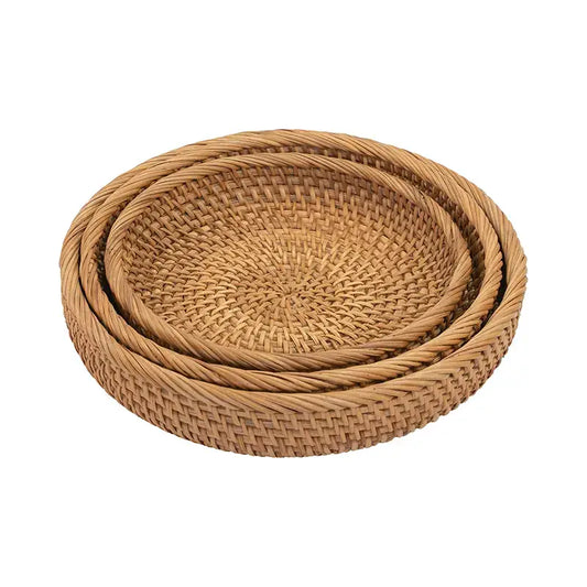 Round Rattan Tray (set of 3)