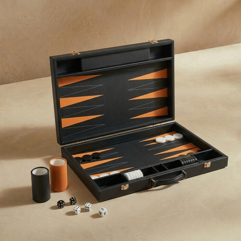 Leather Backgammon Set - Black And Brown