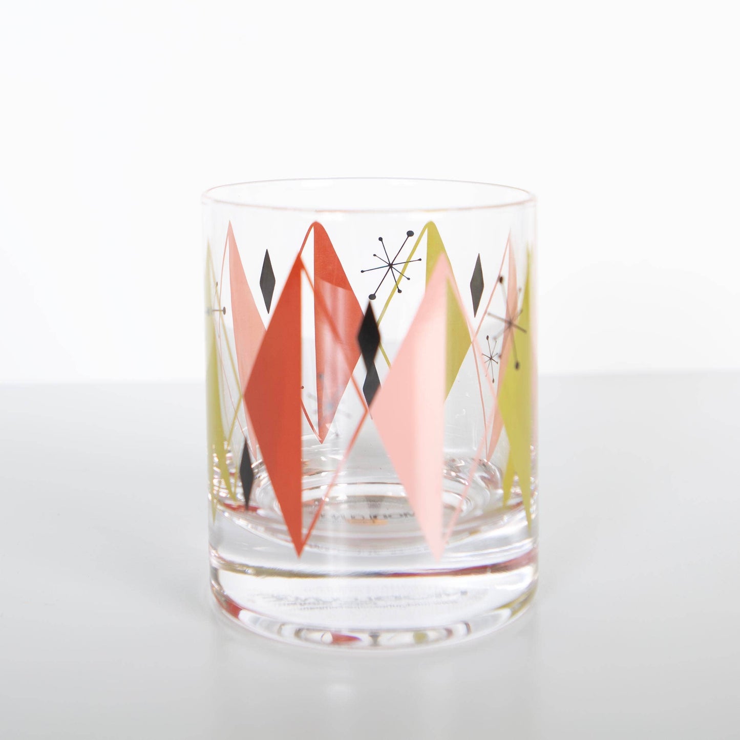 Diamond Retro Vintage Pair of Whiskey Cocktail Glass