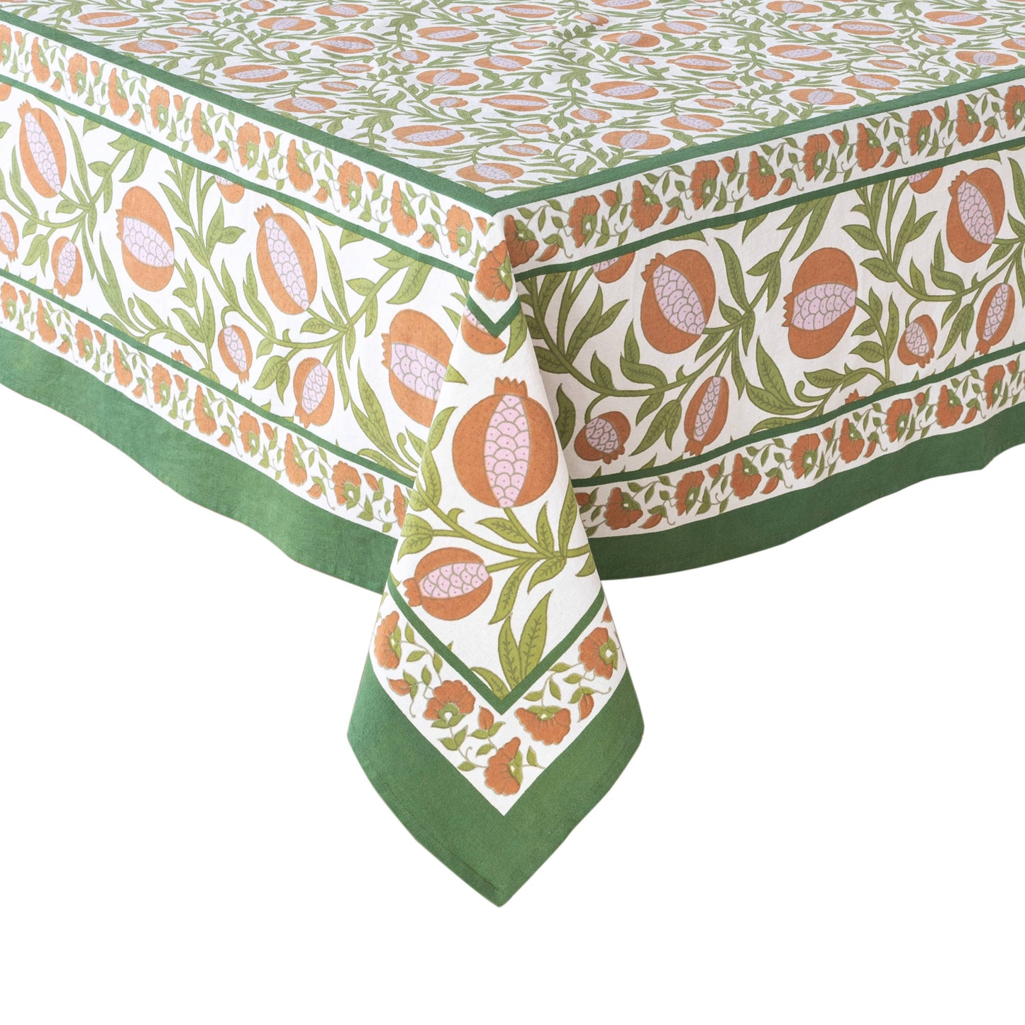 Grenadine Orange & Green Tablecloth: 71" x 128"
