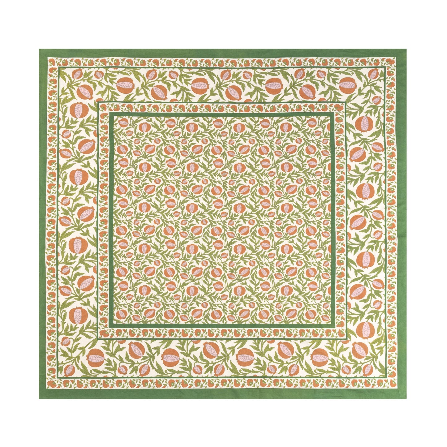 Grenadine Orange & Green Tablecloth: 71" x 128"