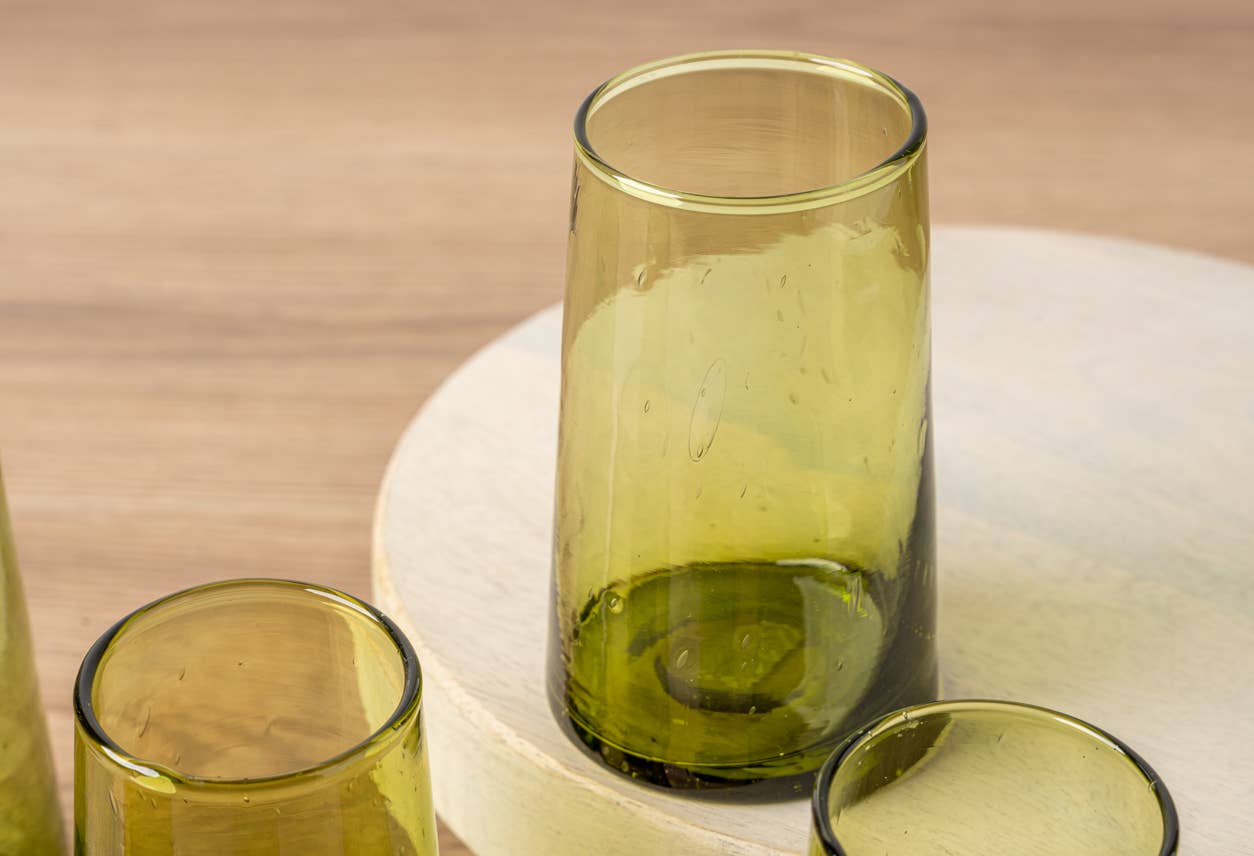Moroccan Cone Glassware Large - Honeyed Moss