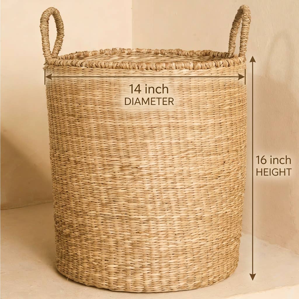 Classic Seagrass Floor Basket with Handles – 2 Sizes: Small
