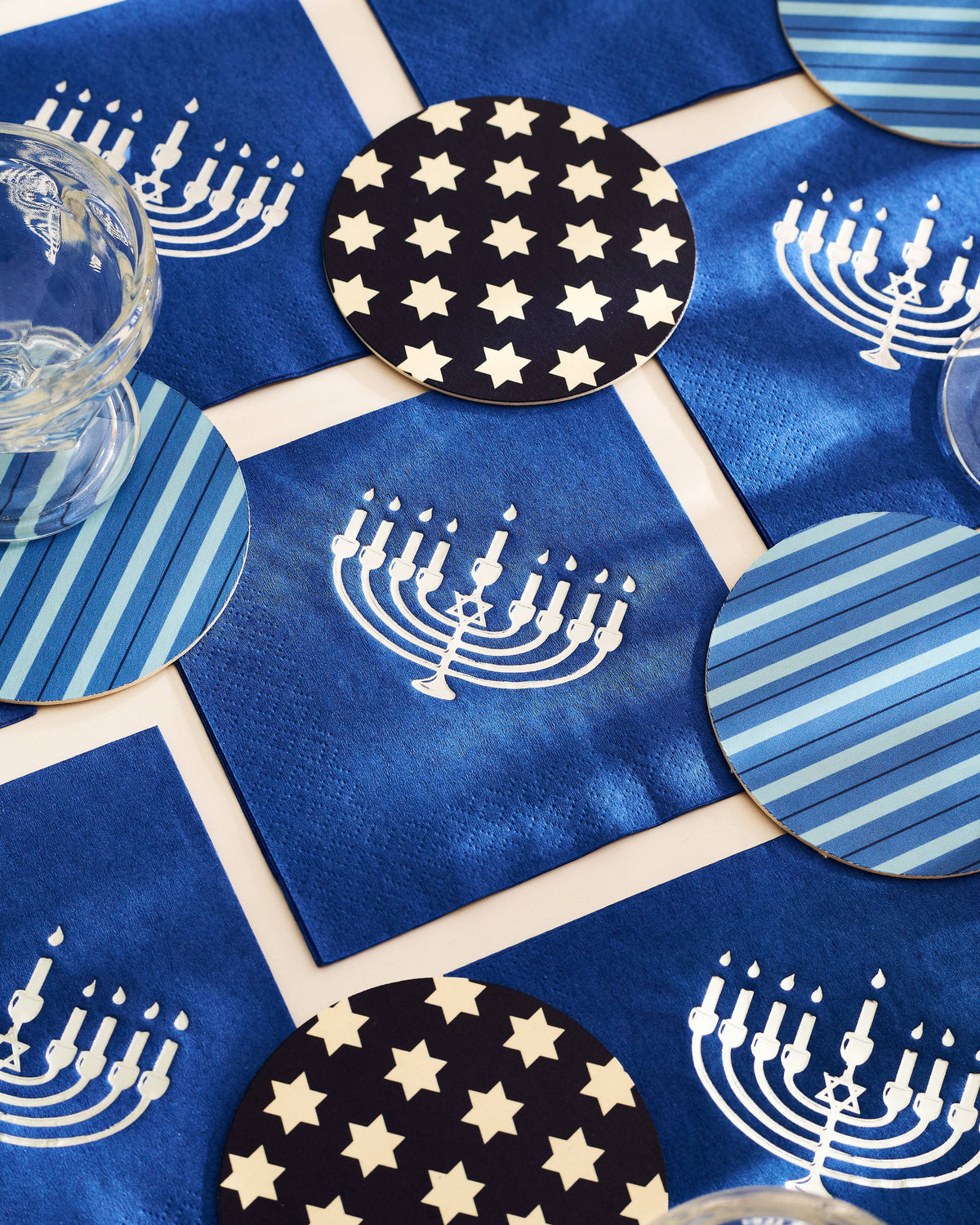 Silver Menorah Hanukkah Paper Beverage Napkins - Set of 20