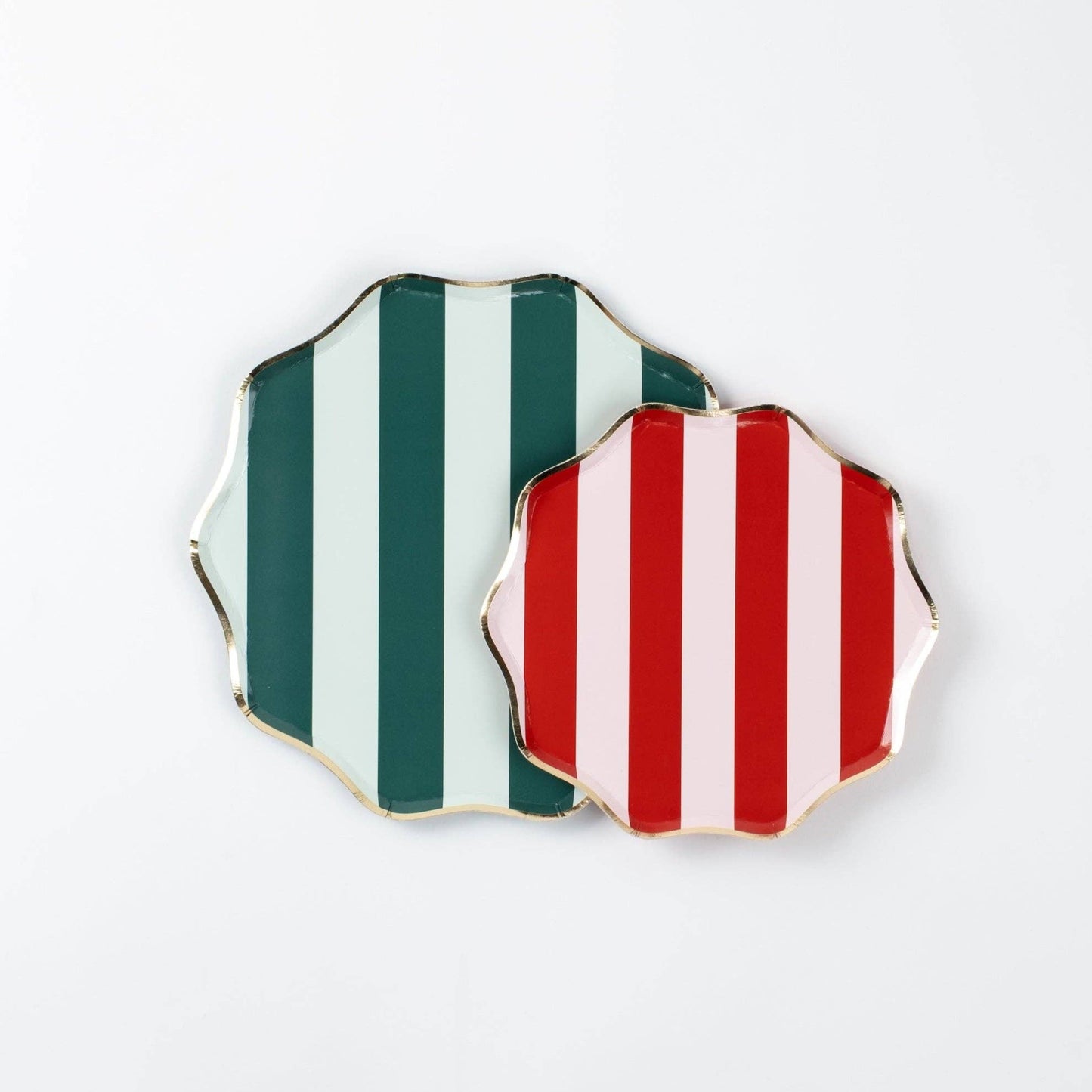 Red Holiday Stripes Dessert Plates
