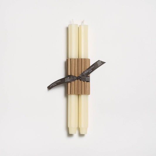 12" Fluted Church Taper Handmade Beeswax Candles: Cream