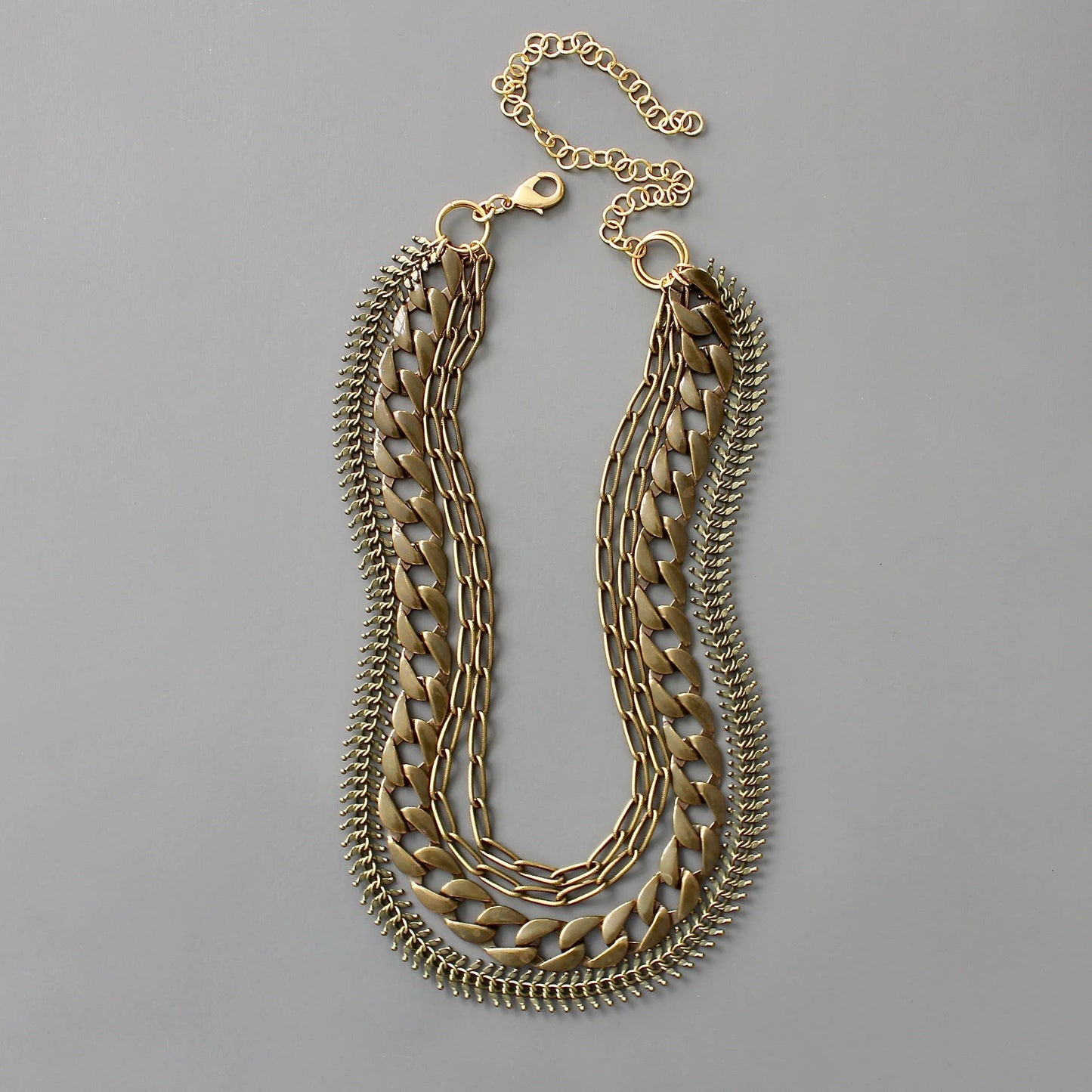 CHR217 Multi strand brass ox chain necklace