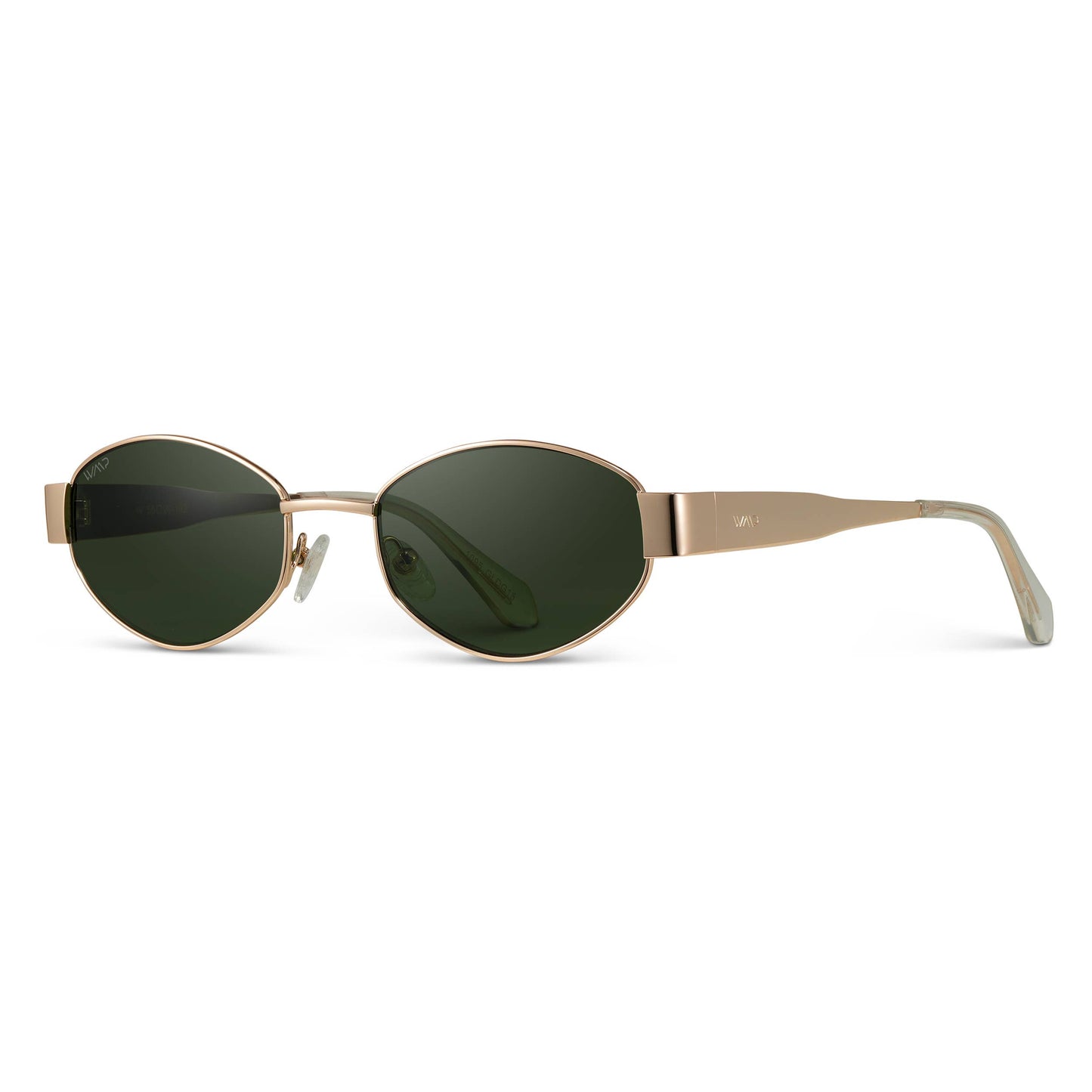 Verona - Small Oval Metal Frame Sunglasses: Gold / Smoke Green Lens