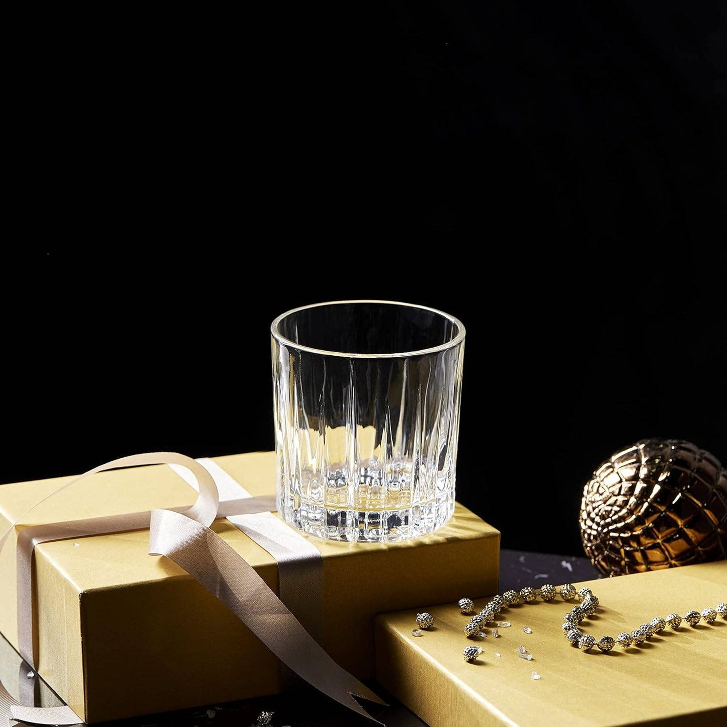 Premium Double Rocks Whiskey Glasses (12oz): Checkered
