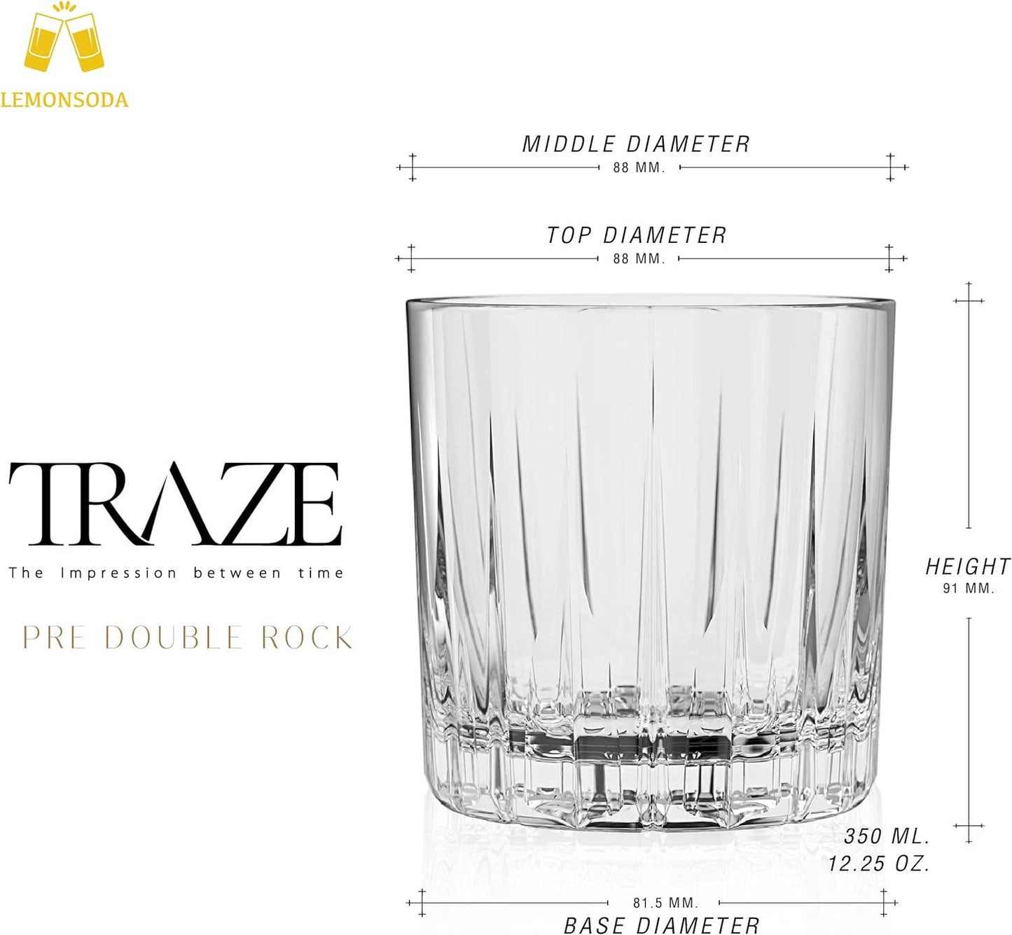 Premium Double Rocks Whiskey Glasses (12oz): Checkered