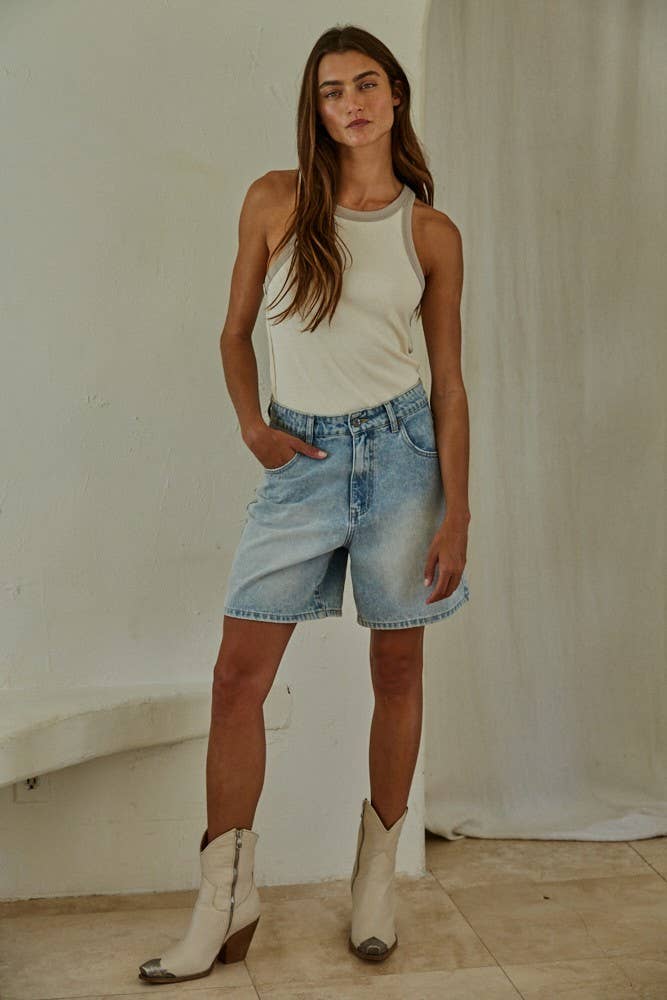 Knit Cotton Spandex Tank Top: Natural Orange / M