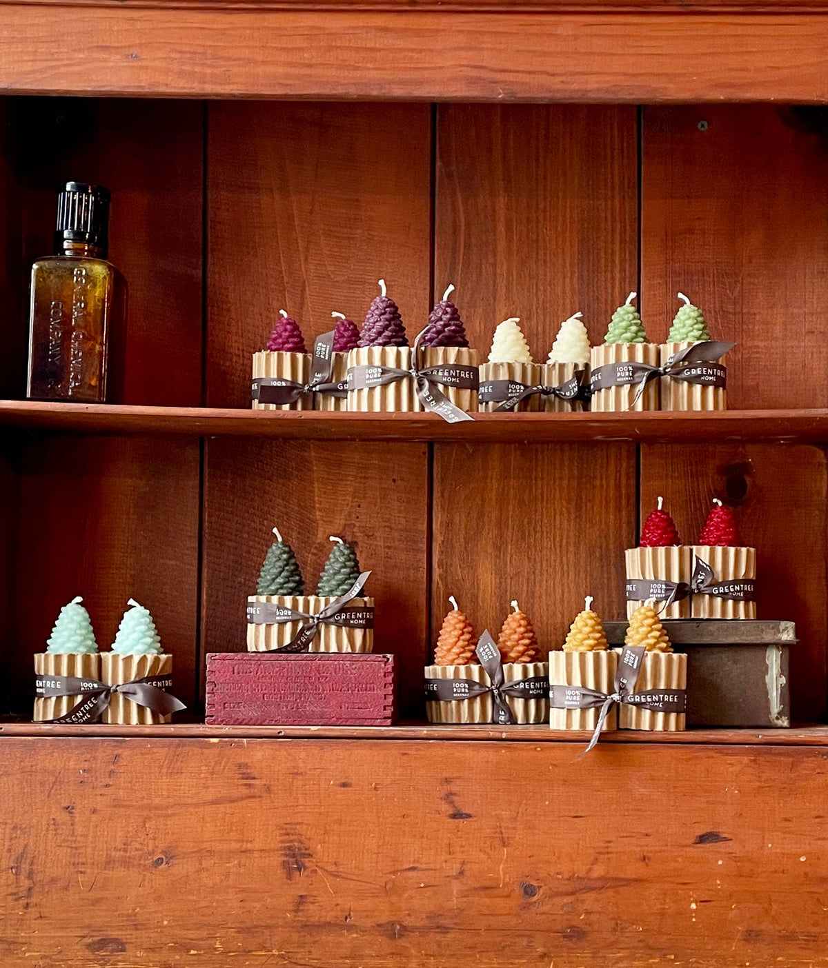 Small Pine Cone Handmade Beeswax Sculptural Candles: Antique