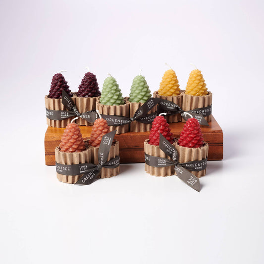 Small Pine Cone Handmade Beeswax Sculptural Candles: Goldenrod