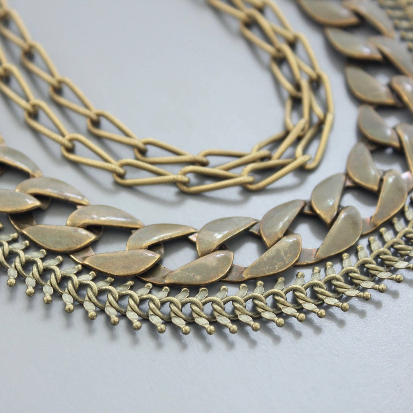 CHR217 Multi strand brass ox chain necklace
