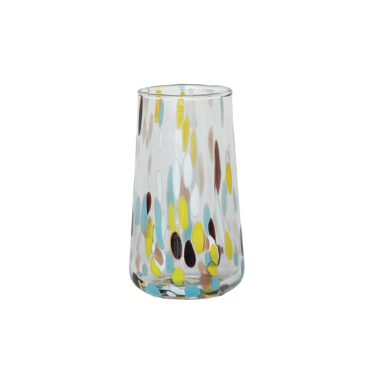 Hand-Blown Confetti Drinking Glass 12oz