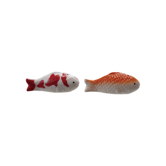 Stoneware Koi Fish Salt & Pepper Shakers, Set of 2