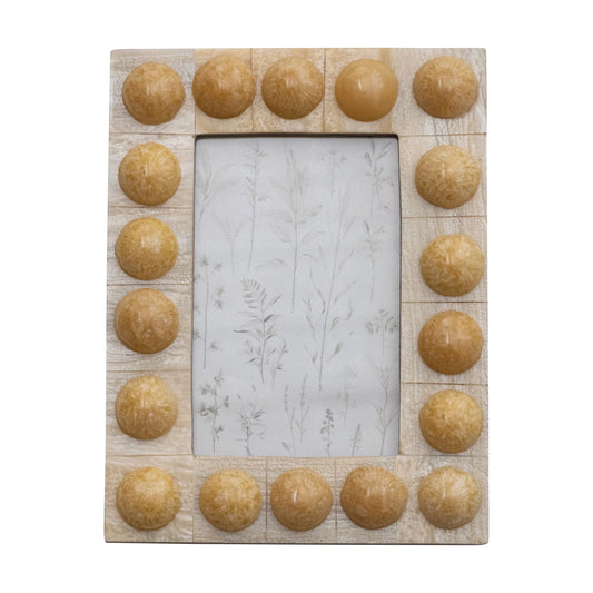 Marbled Resin Cream Bobbin Frame 4x6