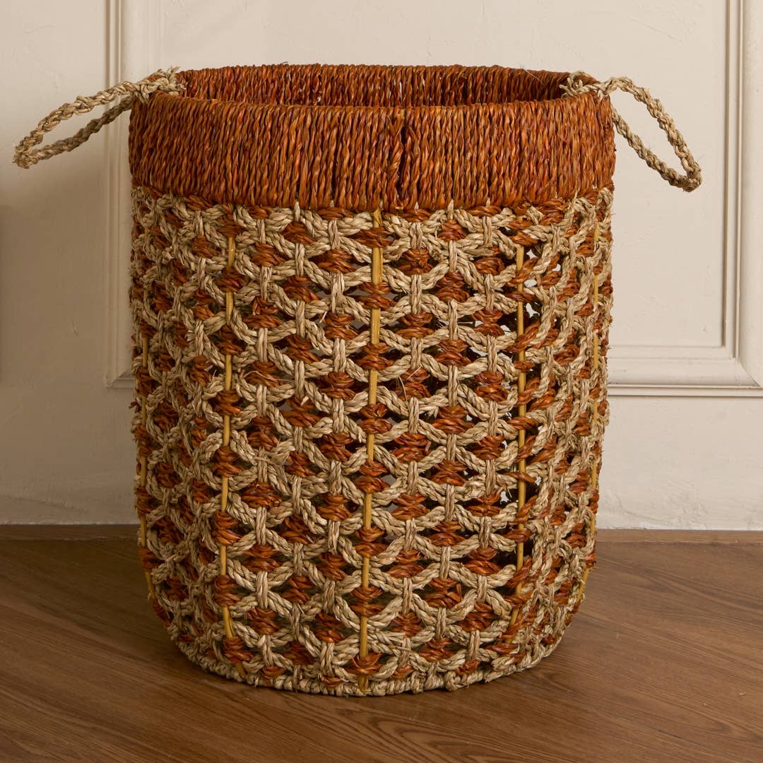 Colorful Seagrass Basket Blue: Small
