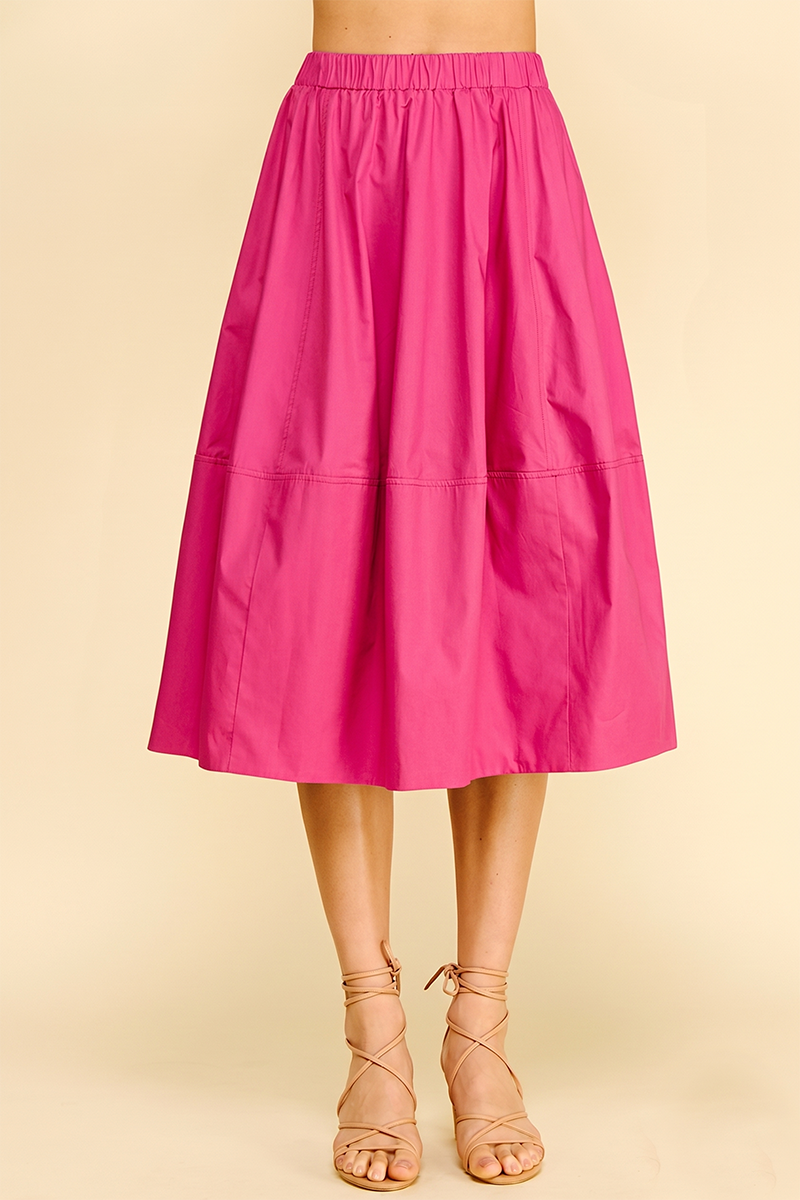 PLEATED POPLIN MIDI SKIRT - 6575S: KHAKI / M