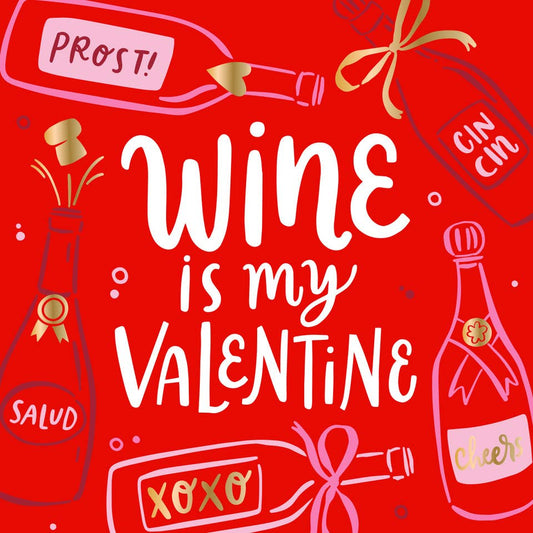 Valentine's Day Funny Cocktail Napkins Foil | Wine Valentine