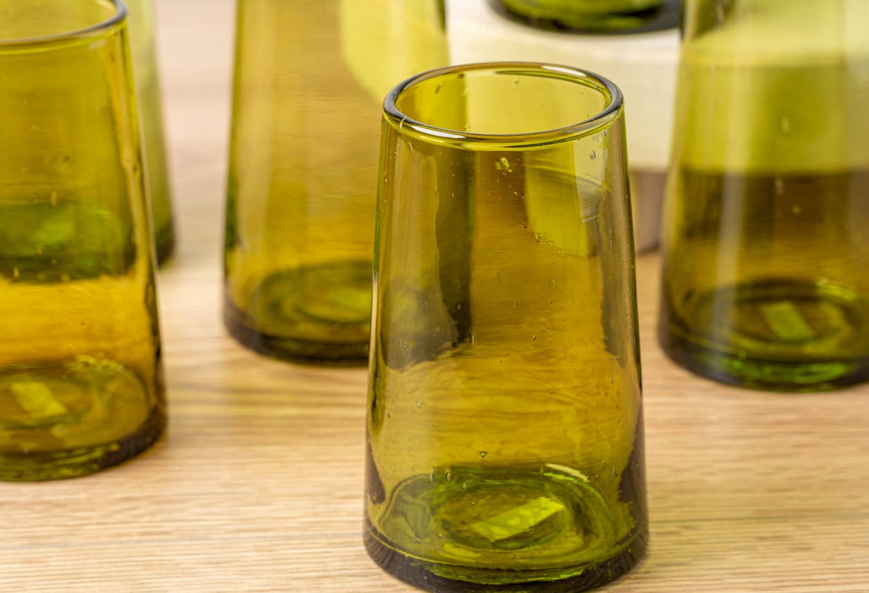 Moroccan Cone Glassware Large - Honeyed Moss