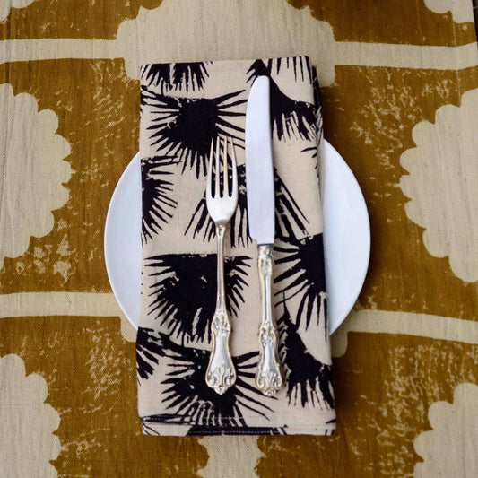 Fern Black Organic Cotton Napkins - Set of 4