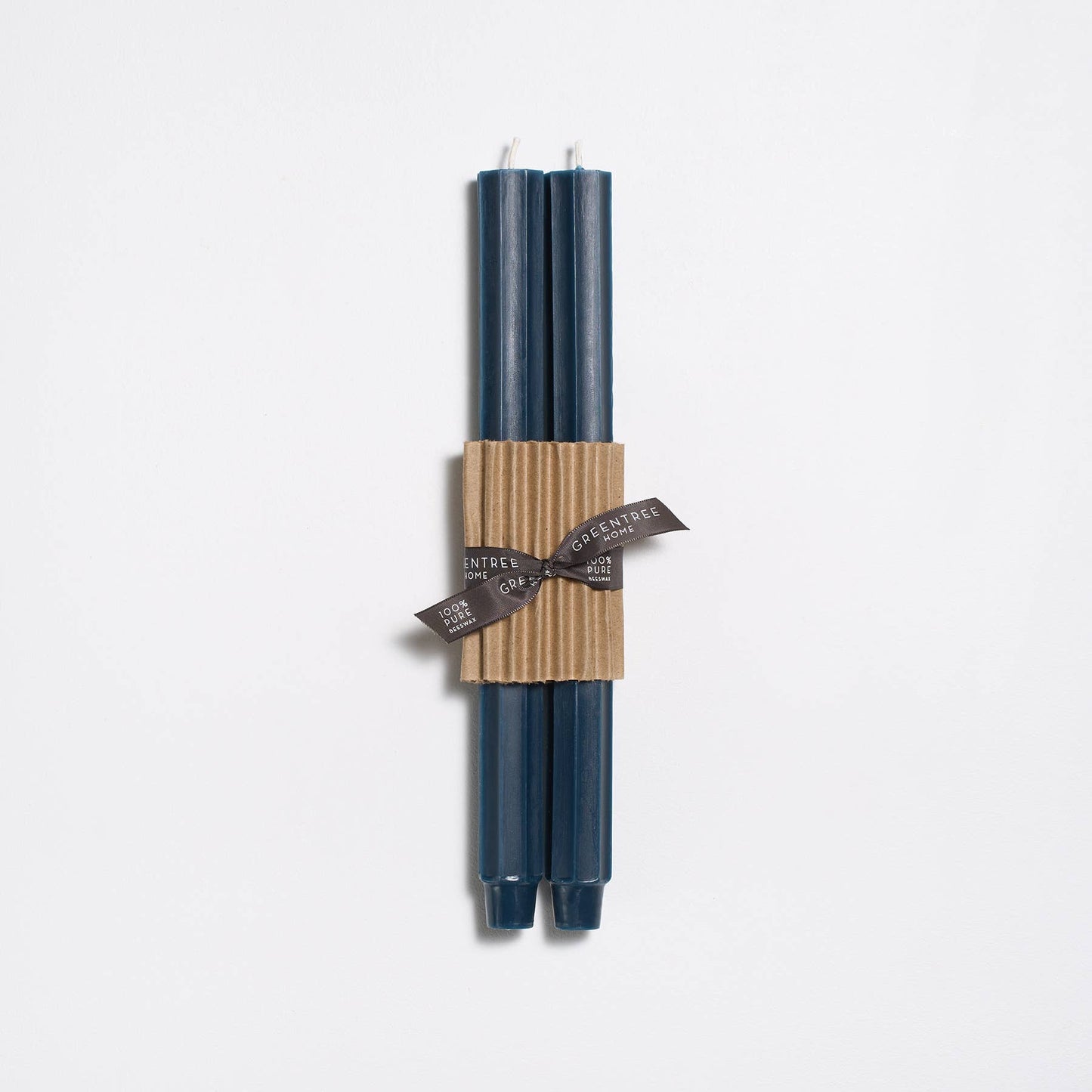 12" Fluted Church Taper Handmade Beeswax Candles: Blueslate