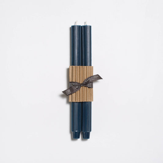 12" Fluted Church Taper Handmade Beeswax Candles: Blueslate