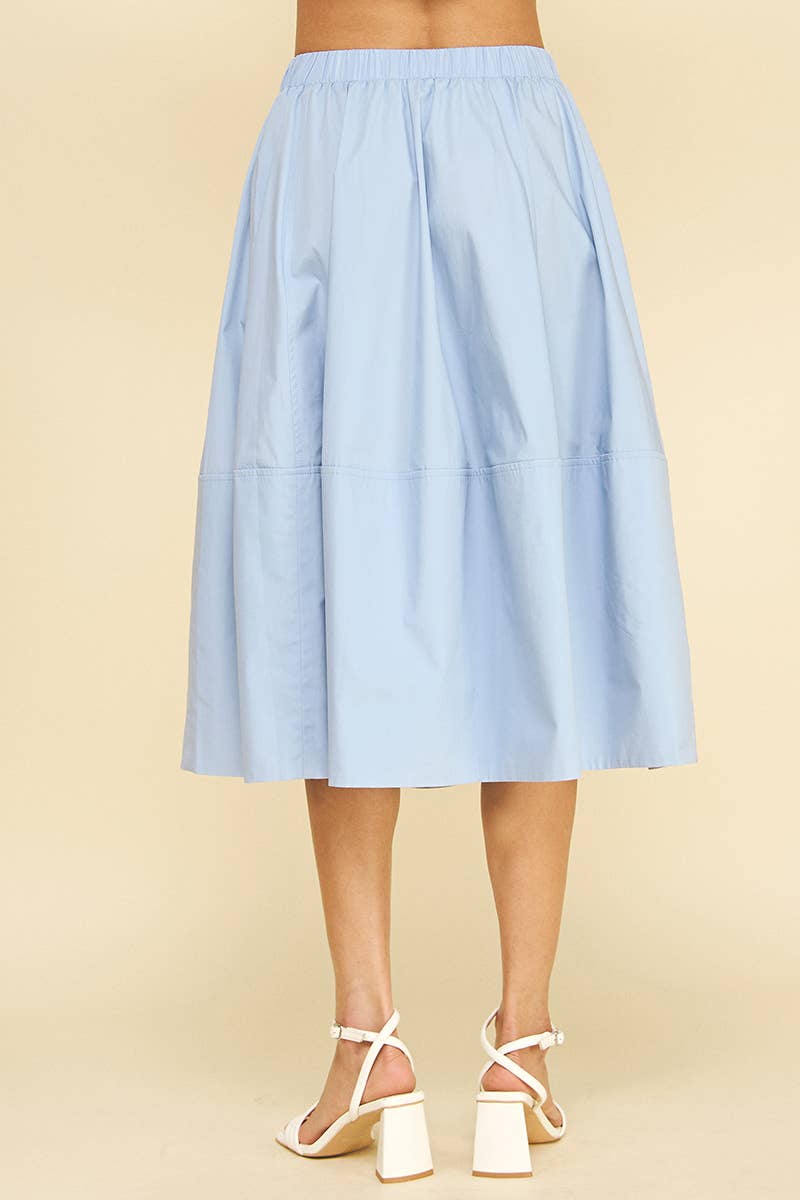 PLEATED POPLIN MIDI SKIRT - 6575S: KHAKI / M